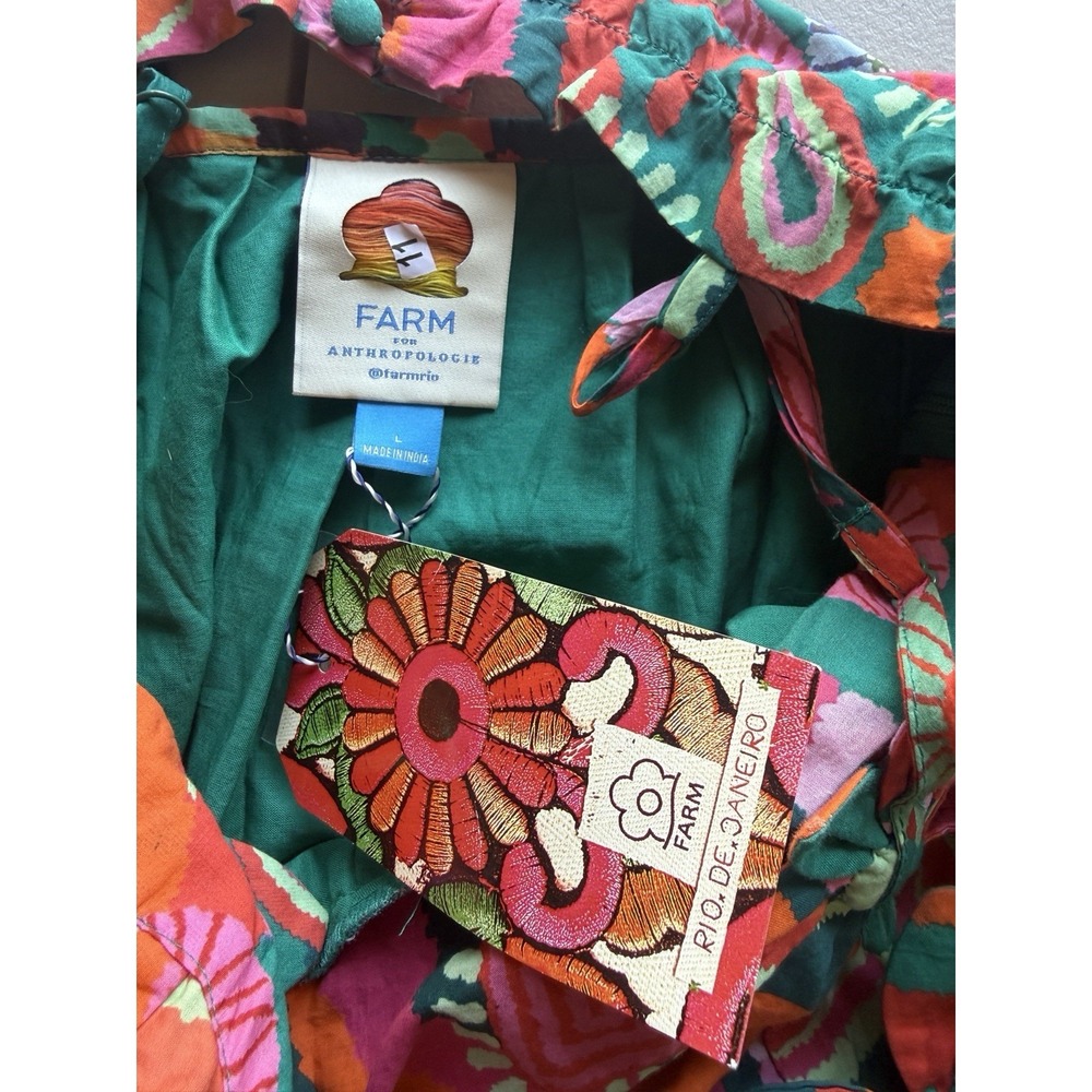 FARM Rio Teal, Coral & Pink Floral Midi Dress - Picture 11 of 16
